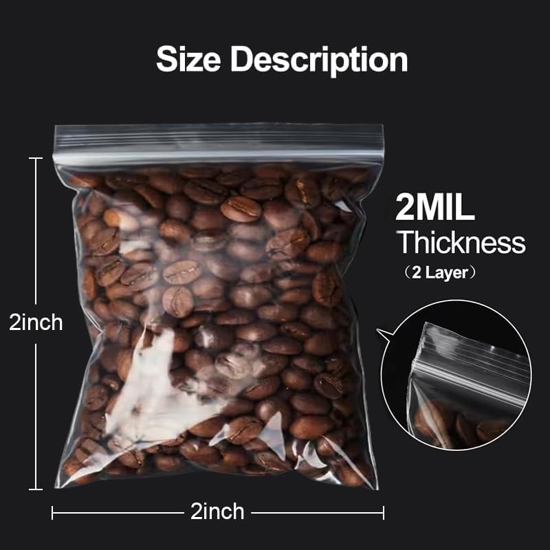 AGBOLO Small Zip Bag, 1200ct 2x2'' Premium Small Plastic Baggies Resealable, 2 Mil(2 Layer) Ultra Strong & Durable Zip Top Lock Bag for Jewelry and Business - Clear - Image 5